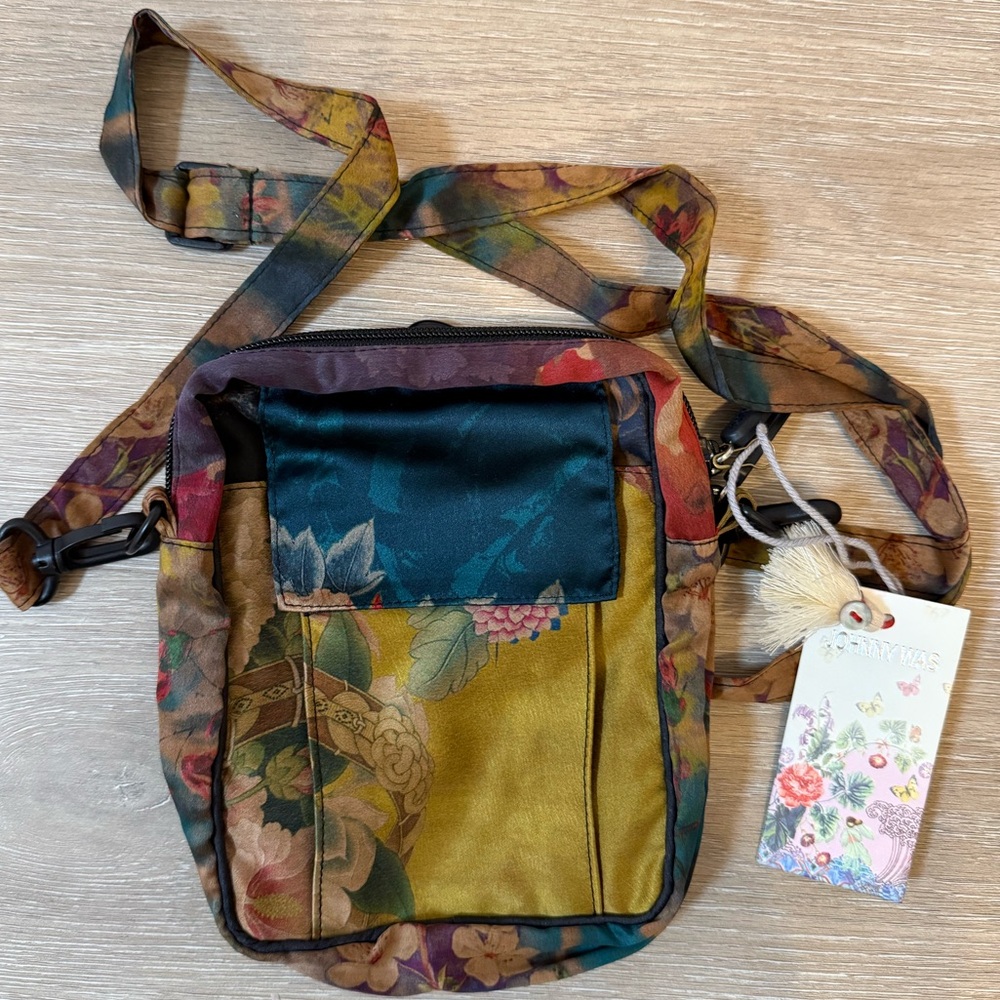 Johnny Was vintage print silk Crossbody bag